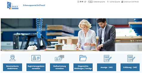 Abbildung 4: Screenshot der Startseite des Erfassungsportals EnSTransV