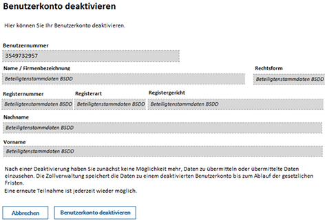 Abbildung 55: Die Seite „Benutzerkonto deaktivieren“ ist abgebildet.
