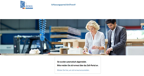 Abbildung 67: Es ist die Mitteilungsseite nach dem Timeout zu sehen, welche auf die automatische Abmeldung nach 30 Minuten Inaktivität hinweist.