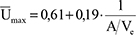 U überstrichen Index maximum ist gleich nullkommasechseins plus nullkommaeinsneun mal eins dividiert durch A dividiert durch V Index e