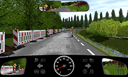 Sie fahren außerorts in einer Baustelle mit 25 km/h. Vor Ihnen befindet sich ein Mofafahrer.