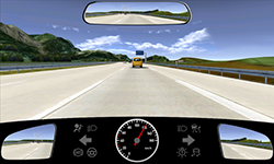 Sie fahren auf einer Autobahn mit 120 km/h auf dem rechten von drei Fahrstreifen für Ihre Richtung.