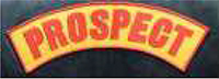 Das Kennzeichen zeigt einen nach obenhin gerundeten, gelben Bogen mit roter Umrandung, der die Funktionsbeschreibung „PROSPECT“, übersetzt Anwärter, in roten Großbuchstaben enthält.