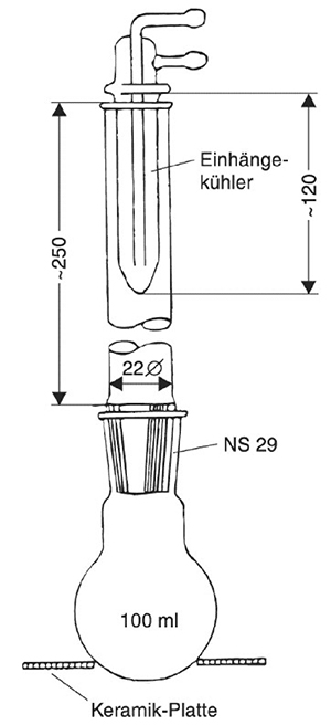 Dargestellt ist die Apparatur zur Bestimmung der Peroxidzahl.