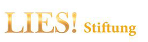 In Großbuchstaben und goldener Schrift das Wort LIES mit Ausrufungszeichen. Dahinter das Wort „Stiftung“.