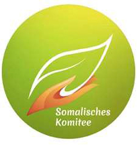 Kreis, darin befindliches stilisiertes Blatt und darunter im Kreis der Text somalisches Komitee.