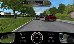 Sie fahren innerorts mit 50 km/​h und befahren den linken von zwei Fahrstreifen für Ihre Richtung.