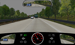 Sie befahren den rechten von zwei Fahrstreifen auf einer Autobahn mit 80 km/​h.