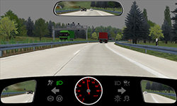 Sie fahren mit 95 km/​h auf einer zweispurigen Autobahn auf dem rechten Fahrstreifen.