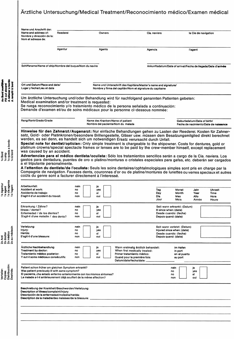 Ärztliches Berichtsformular – Seite 1