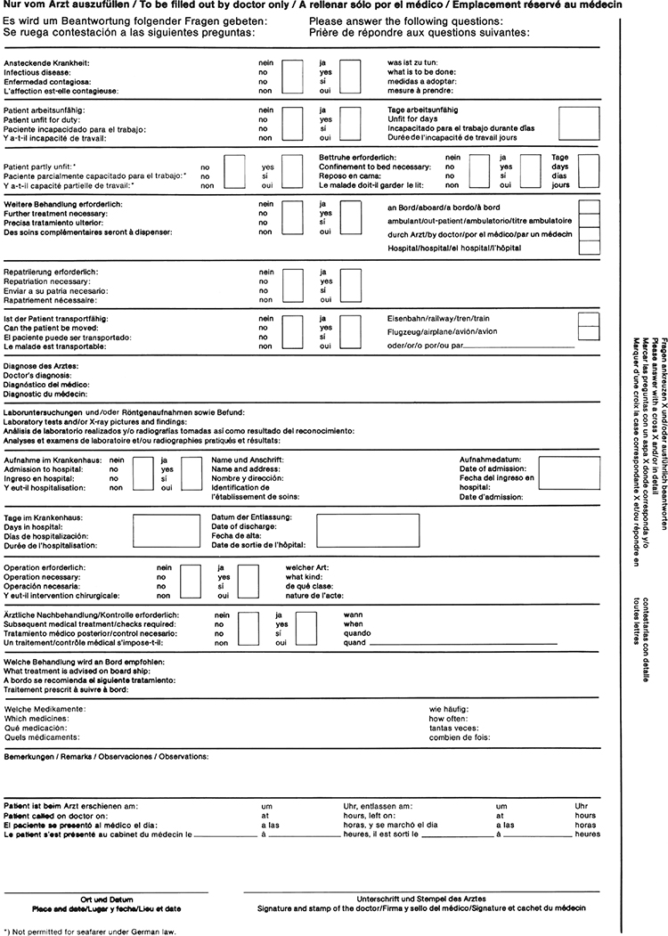 Ärztliches Berichtsformular – Seite 2